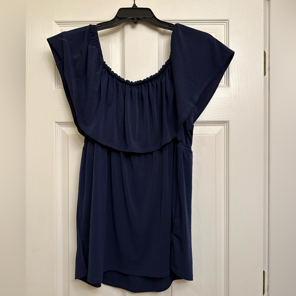 Navy off shoulder Motherhood Maternity top
